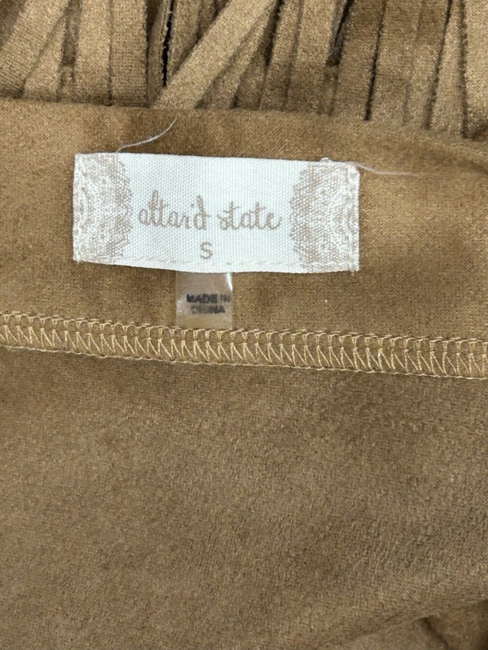Altered State Fringe Vegan Suede Mini Skirt Brown Size Small Western Tassel Boho - Picture 8 of 9